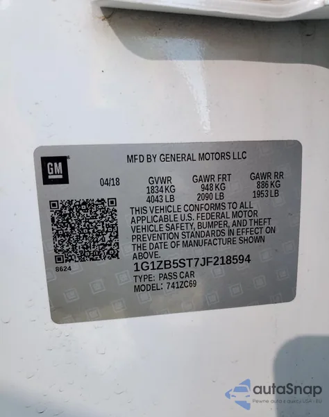 2018 Chevrolet Malibu Ls from USA, damaged, VIN 1G1ZB5ST7JF218594